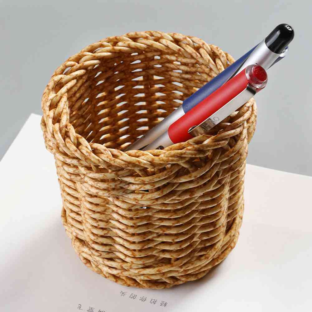 Rattan Storage Baskets Hand Woven Pen Holder Sundries