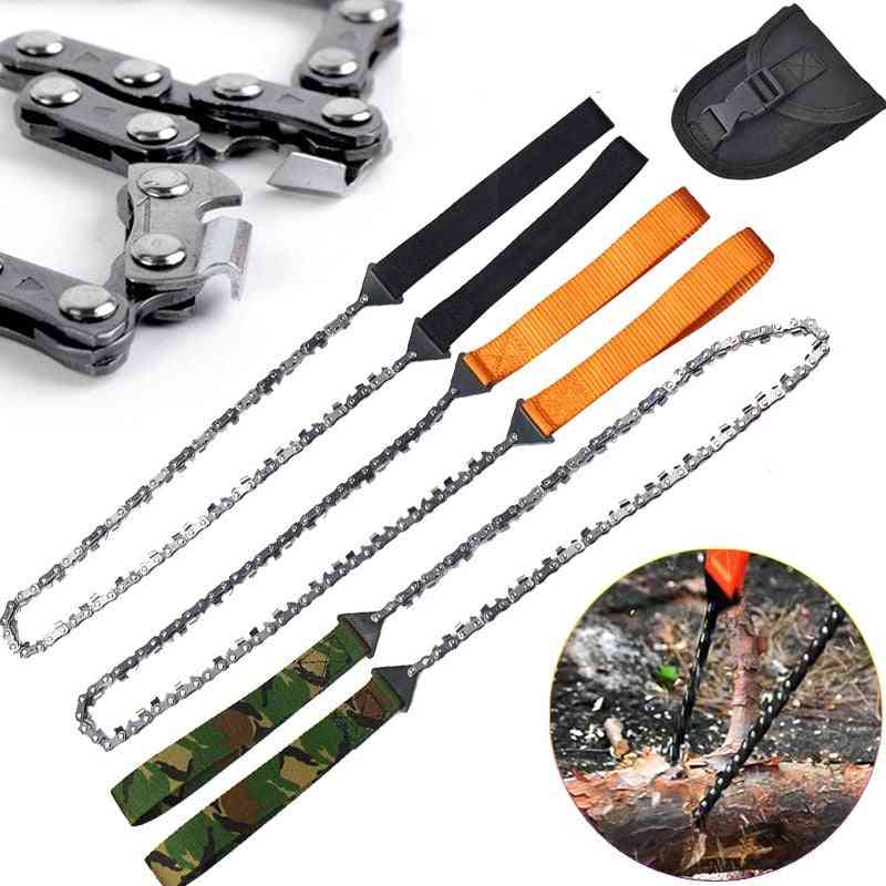 11/33 Teeth Portable Survival Chain Saw Chainsaws Emergency Camping Hiking Pocket Hand Saw Tool Pouch Outdoor Pocket Chain Saw