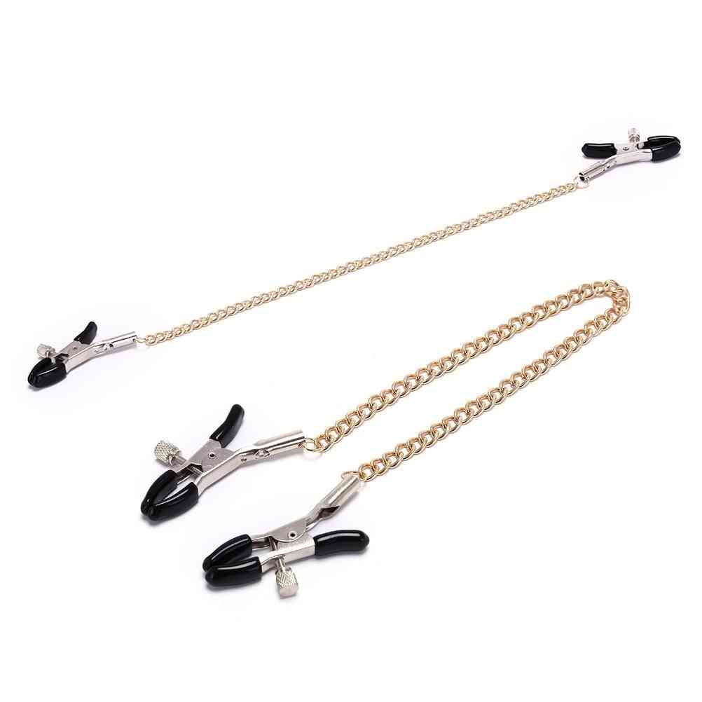 Gold Chain Fetish Nipple Clamps  For Couple Body