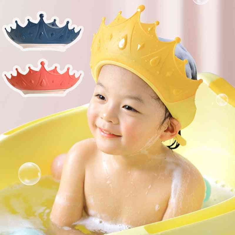 Adjustable Baby Shower Shampoo Cap Crown Shape Wash Hair Shield Hat