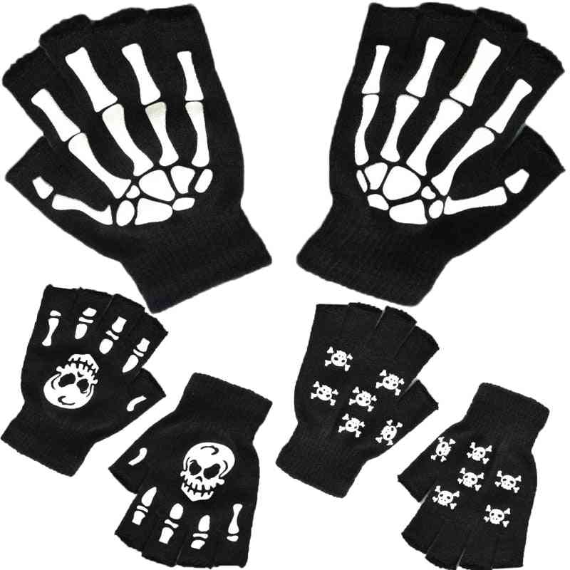 Luminous Skeleton Fingerless Gloves
