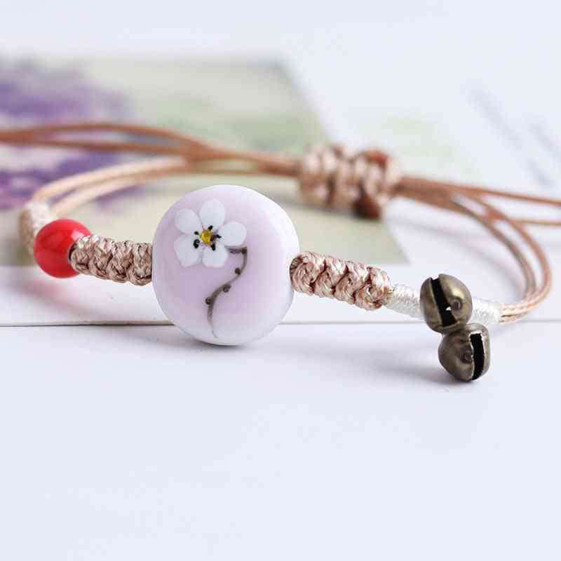Simple Small Fresh Flower Handmade Ceramic Bracelet For