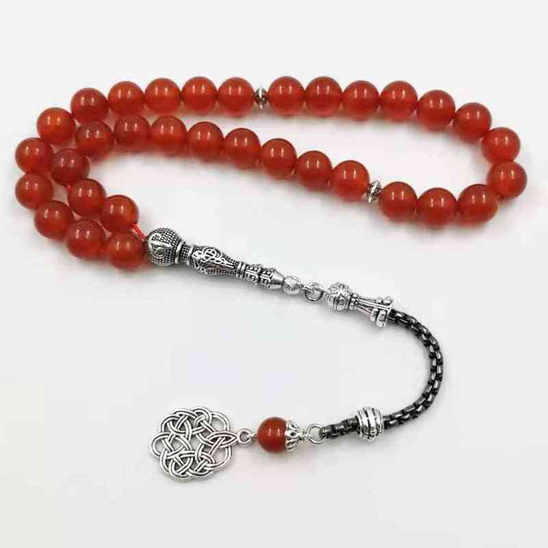 Natural Red Agates Chalcedony Tasbih  Prayer Beads