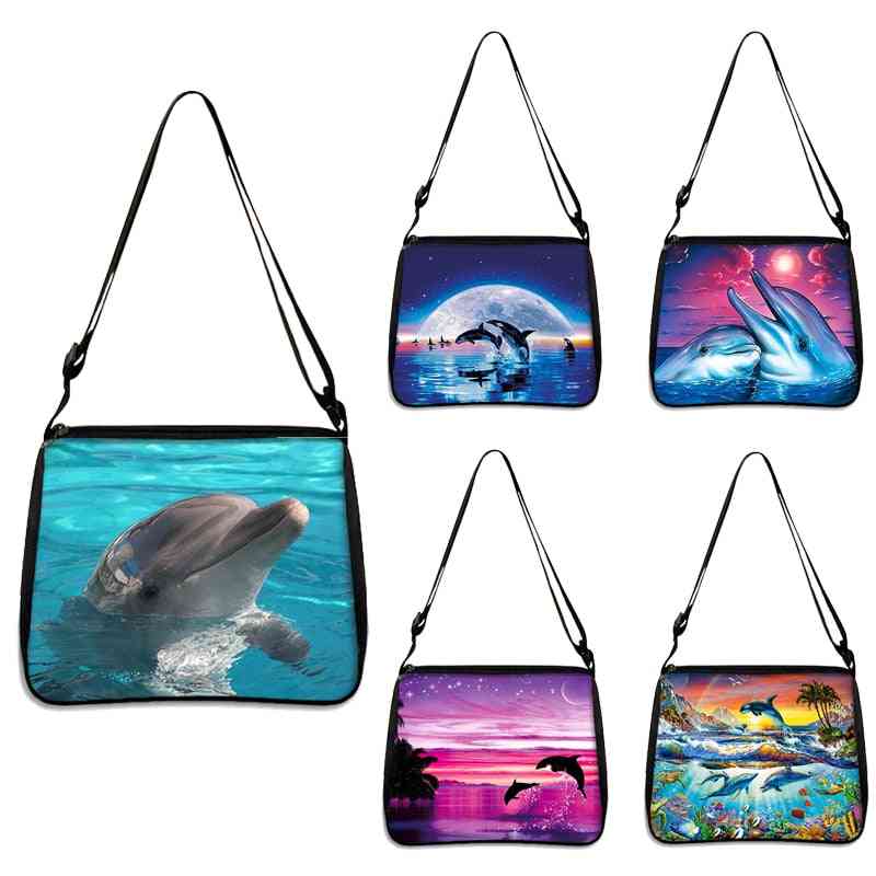 Woman  Dolphin Print Clutch Travel Storage Messenger Bags